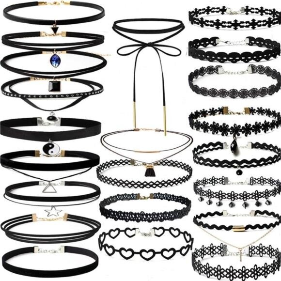 22 Pcs Necklaces Black Velvet Choker Set for Womens Velvet Choker Set - Picture 1 of 8